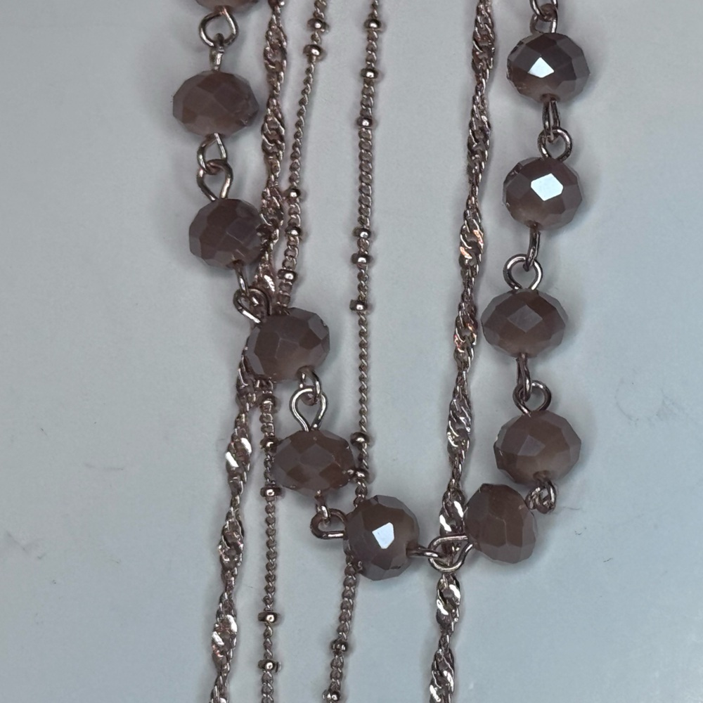 Lane Bryant Layered Druzy Teardrop Necklace – Rose Gold Tone - Picture 6 of 7